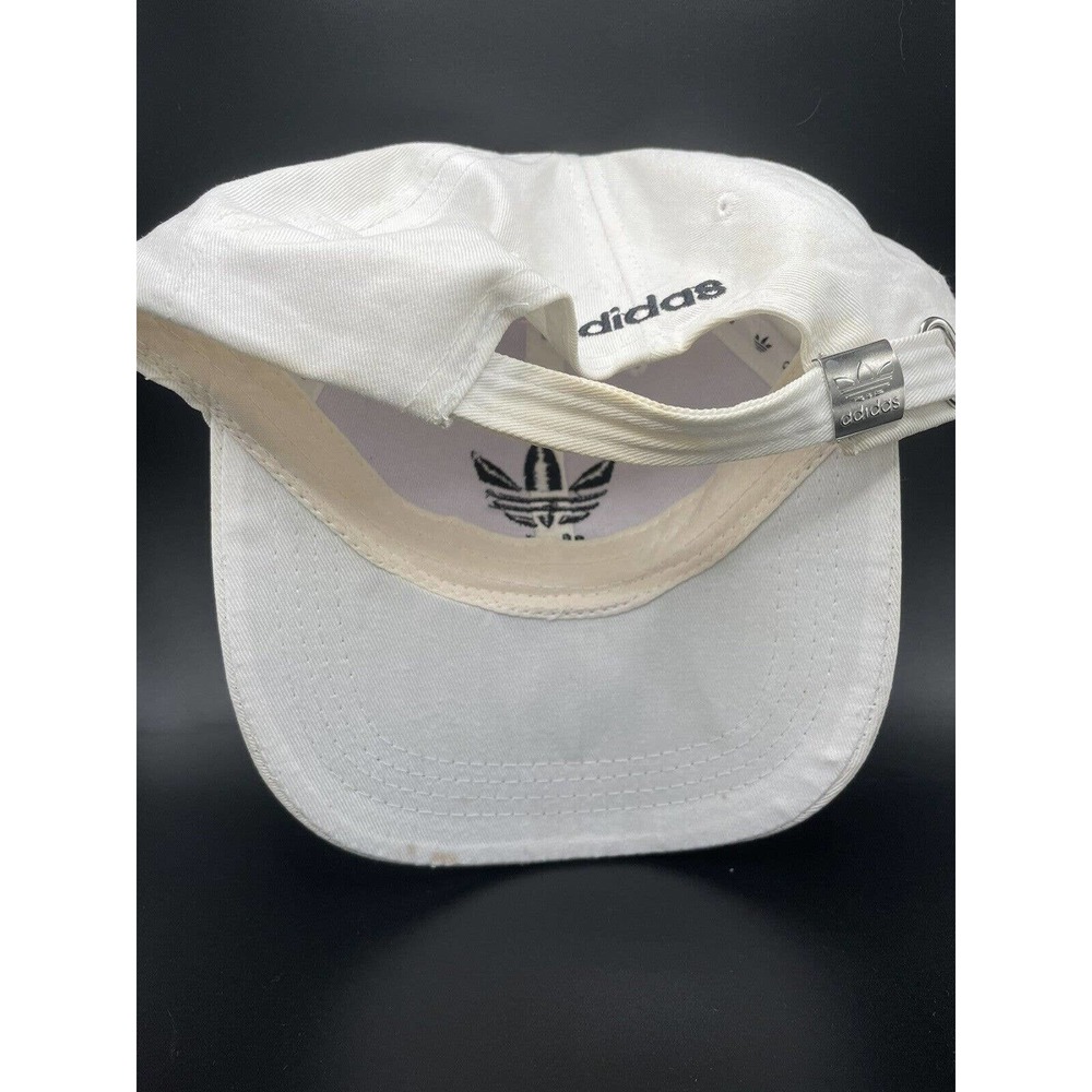 Adidas Hat Cap Strapback White Black Trefoil Logo Spell Out Adjustable Mens - Picture 5 of 5